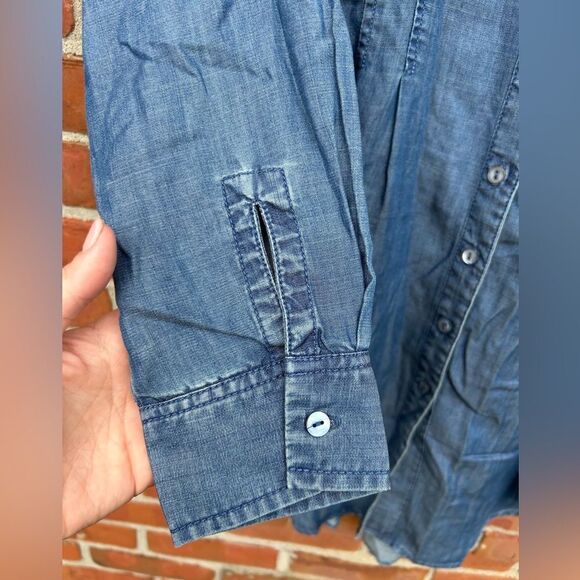 Liverpool Chambray Button Pleated Tunic - Picture 8 of 9